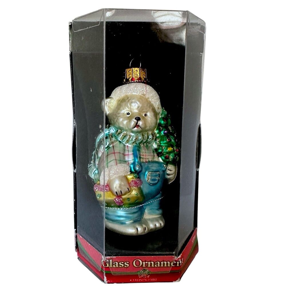 Vintage RITE AID  Christmas Hand Blown Glass Polar Bear Ornament